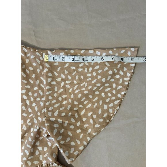 EUC Women's Shein Peasant Dress Khaki Tan‎ White Size Medium - Picture 8 of 13